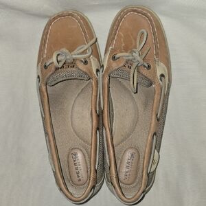 Sperry Tan and Gray Top-Sider Boat Shoes Womens Size 7
